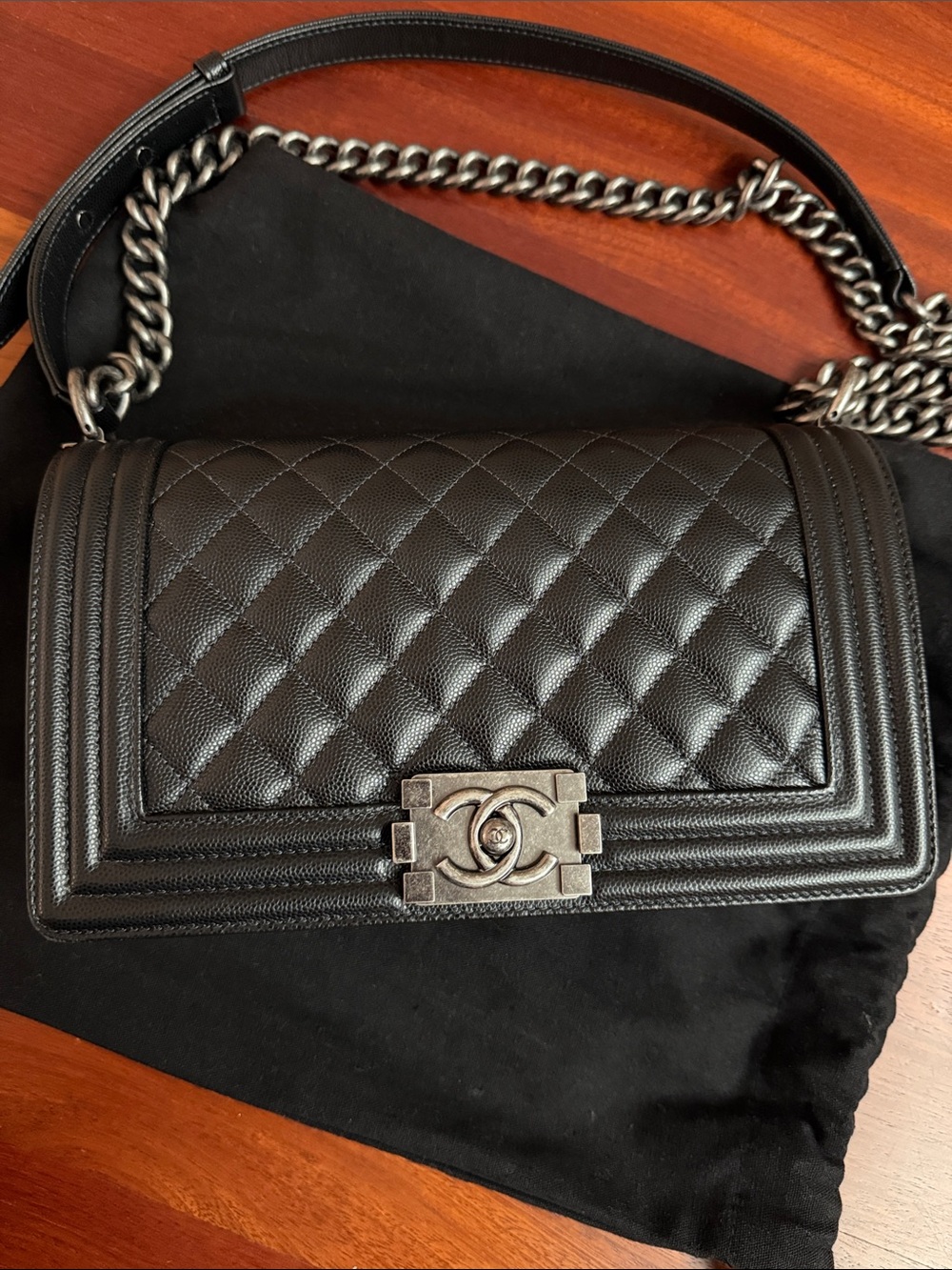 CHANEL Black Quilted Leather Medium Boy Flap Shoulder and Crossbody Bag - Picture 2 of 12